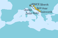 Visitando VENICE (FUSINA) -  ITALY, Opatija (Croacia), Zadar (Croacia), Hvar (Croacia), Split (Croacia), Kotor (Montenegro), Dubrovnik (Croacia), Sibenik (Croacia), VENICE (FUSINA) -  ITALY, VENICE (FUSINA) -  ITALY