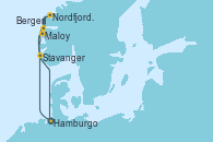 Visitando Hamburgo (Alemania), Stavanger (Noruega), Maloy (Noruega), Nordfjordeid, Bergen (Noruega), Hamburgo (Alemania)