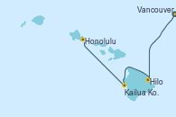 Visitando Vancouver (Canadá), Hilo (Hawai), Hilo (Hawai), Kailua Kona (Hawai/EEUU), Honolulu (Hawai), Honolulu (Hawai)