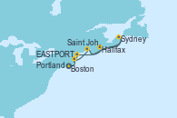 Visitando Boston (Massachusetts), EASTPORT, Saint John (New Brunswick/Canadá), Halifax (Canadá), Sydney (Nueva Escocia/Canadá), Portland (Maine/Estados Unidos), Boston (Massachusetts)