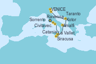 Visitando Civitavecchia (Roma), Sorrento (Nápoles/Italia), Amalfi (Italia), Siracusa (Sicilia), La Valletta (Malta), Catania (Sicilia), Taranto (Italia), Kotor (Montenegro), Ravenna (Italia), VENICE (FUSINA) -  ITALY, VENICE (FUSINA) -  ITALY