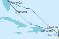 Visitando Puerto Cañaveral (Florida), Saint Croix (Islas Vírgenes), Charlotte Amalie (St. Thomas), San Juan (Puerto Rico), Nassau (Bahamas), Puerto Cañaveral (Florida)