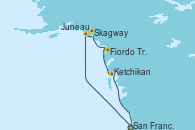 Visitando San Francisco (California/EEUU), Juneau (Alaska), Skagway (Alaska), Fiordo Tracy Arm (Alaska), Ketchikan (Alaska), San Francisco (California/EEUU)