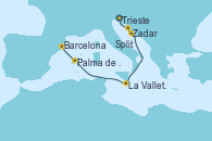 Visitando Trieste (Italia), Zadar (Croacia), Split (Croacia), La Valletta (Malta), Palma de Mallorca (España), Barcelona