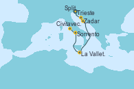 Visitando Trieste (Italia), Zadar (Croacia), Split (Croacia), La Valletta (Malta), Sorrento (Nápoles/Italia), Civitavecchia (Roma)