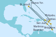 Visitando Nueva Jersey (Estados Unidos), Philipsburg (St. Maarten), St. John´s (Antigua y Barbuda), Martinica (Antillas), Bridgetown (Barbados), Castries (Santa Lucía/Caribe), Basseterre (Antillas), San Juan (Puerto Rico), Nueva Jersey (Estados Unidos)