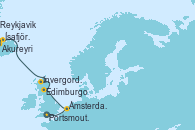 Visitando Portsmouth (Inglaterra), Ámsterdam (Holanda), Ámsterdam (Holanda), Edimburgo (Escocia), Invergordon (Escocia), Akureyri (Islandia), Ísafjörður (Islandia), Reykjavik (Islandia)