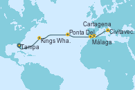Visitando Tampa (Florida), Kings Wharf (Bermudas), Ponta Delgada (Azores), Málaga, Cartagena (Murcia), Civitavecchia (Roma)