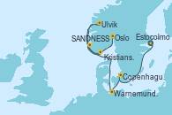 Visitando Estocolmo (Suecia), Copenhague (Dinamarca), Warnemunde (Alemania), Ulvik (Noruega), Kristiansand (Noruega), SANDNESS (STAVANGER), Oslo (Noruega)