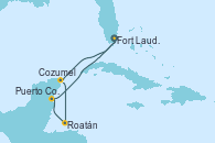 Visitando Fort Lauderdale (Florida/EEUU), Cozumel (México), Roatán (Honduras), Puerto Costa Maya (México), Fort Lauderdale (Florida/EEUU)