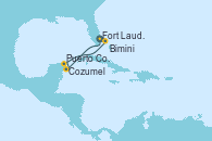 Visitando Fort Lauderdale (Florida/EEUU), Cozumel (México), Puerto Costa Maya (México), Bimini (Bahamas), Fort Lauderdale (Florida/EEUU)