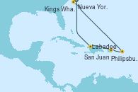 Visitando Nueva Jersey (Estados Unidos), Kings Wharf (Bermudas), Philipsburg (St. Maarten), San Juan (Puerto Rico), Labadee (Haiti), Nueva Jersey (Estados Unidos)