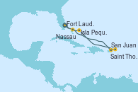 Visitando Fort Lauderdale (Florida/EEUU), Nassau (Bahamas), San Juan (Puerto Rico), Saint Thomas (Islas Vírgenes), Isla Pequeña (San Salvador/Bahamas), Fort Lauderdale (Florida/EEUU)