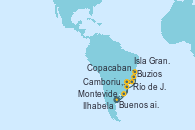 Visitando Buenos aires, Ilhabela (Brasil), Buzios (Brasil), Río de Janeiro (Brasil), Copacabana (Brasil), Copacabana (Brasil), Isla Grande (Brasil), Camboriu, Brazil, Montevideo (Uruguay), Buenos aires
