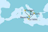 Visitando Bari (Italia), Corfú (Grecia), La Valletta (Malta), Messina (Sicilia), Civitavecchia (Roma)