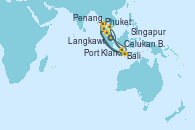 Visitando Singapur, Phuket (Tailandia), Phuket (Tailandia), Langkawi (Malasia), Penang (Malasia), Penang (Malasia), Port Klang (Malasia), Celukan Bawang (Bali/Indonesia), Bali (Indonesia), Bali (Indonesia)