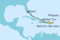 Visitando Miami (Florida/EEUU), Amber Cove (República Dominicana), San Juan (Puerto Rico), Philipsburg (St. Maarten), Saint Croix (Islas Vírgenes), Miami (Florida/EEUU)