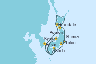 Visitando Tokio (Japón), Shimizu (Japón), Kyoto (Japón), Kyoto (Japón), Kochi (Japón), Busán (Corea del Sur), Hakodate (Japón), Aomori (Japón), Aomori (Japón), Tokio (Japón)