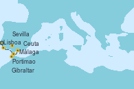 Visitando Lisboa (Portugal), Portimao (Portugal), Sevilla (España), Sevilla (España), Sevilla (España), Gibraltar (Inglaterra), Ceuta (España), Málaga