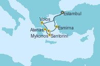 Visitando Estambul (Turquía), Esmirna (Turquía), Mykonos (Grecia), Santorini (Grecia), Atenas (Grecia), Volos (Grecia), Estambul (Turquía)