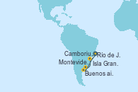 Visitando Río de Janeiro (Brasil), Buenos aires, Montevideo (Uruguay), Camboriu, Brazil, Isla Grande (Brasil), Río de Janeiro (Brasil)