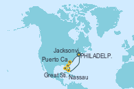 Visitando PHILADELPHIA, PENNSYLVANIA, Jacksonville (Florida/EEUU), Puerto Cañaveral (Florida), Great Stirrup Cay (Bahamas), Nassau (Bahamas), PHILADELPHIA, PENNSYLVANIA