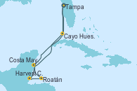 Visitando Tampa (Florida), Cayo Hueso (Key West/Florida), Harvest Caye (Belize), Roatán (Honduras), Costa Maya (México), Tampa (Florida)