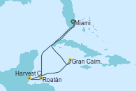 Visitando Miami (Florida/EEUU), Roatán (Honduras), Harvest Caye (Belize), Gran Caimán (Islas Caimán), Miami (Florida/EEUU)