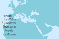 Visitando Santa Cruz de Tenerife (España), La Gomera (Islas Canarias/España), Fuerteventura (Canarias/España), Arrecife (Lanzarote/España), Las Palmas de Gran Canaria (España), Santa Cruz de la Palma (España), Funchal (Madeira), Santa Cruz de Tenerife (España)