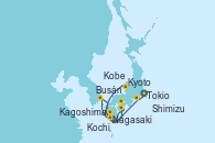 Visitando Tokio (Japón), Kobe (Japón), Kobe (Japón), Kyoto (Japón), Kochi (Japón), Busán (Corea del Sur), Nagasaki (Japón), Kagoshima (Japón), Shimizu (Japón), Tokio (Japón), Tokio (Japón)