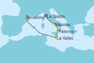 Visitando La Spezia, Florencia y Pisa (Italia), Nápoles (Italia), Palermo (Italia), La Valletta (Malta), Barcelona