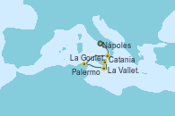 Visitando Nápoles (Italia), Palermo (Italia), La Goulette (Tunez), La Valletta (Malta), Catania (Sicilia)
