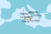 Visitando Nápoles (Italia), Palermo (Italia), La Goulette (Tunez), La Valletta (Malta), Catania (Sicilia), Taranto (Italia)