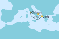 Visitando Civitavecchia (Roma), Corfú (Grecia), Bari (Italia)