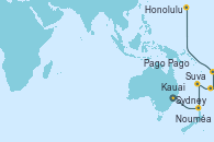 Visitando Sydney (Australia), Nouméa (Nueva Caledonia), Suva (Fiyi), Pago Pago (Samoa), Kauai (Hawai), Honolulu (Hawai)