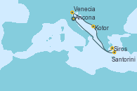 Visitando Ancona (Italia), Venecia (Italia), Kotor (Montenegro), Siros (Grecia), Santorini (Grecia), Ancona (Italia)
