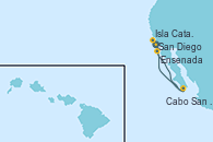 Visitando San Diego (California/EEUU), Isla Catalina (California/USA), Ensenada (México), Cabo San Lucas (México), Cabo San Lucas (México), San Diego (California/EEUU)