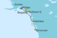Visitando Whittier (Alaska), Hubbard Glacier, Alaska, Glaciar Bay (Alaska), Skagway (Alaska), Juneau (Alaska), Ketchikan (Alaska), Vancouver (Canadá)