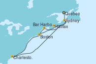 Visitando Quebec (Canadá), Charleston (Carolina del Sur), Sydney (Nueva Escocia/Canadá), Halifax (Canadá), Bar Harbor (Maine), Boston (Massachusetts)