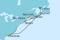 Visitando Quebec (Canadá), Charleston (Carolina del Sur), Sydney (Nueva Escocia/Canadá), Halifax (Canadá), Saint John (New Brunswick/Canadá), Bar Harbor (Maine), Boston (Massachusetts)