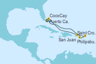Visitando Puerto Cañaveral (Florida), Saint Croix (Islas Vírgenes), Philipsburg (St. Maarten), San Juan (Puerto Rico), CocoCay (Bahamas), Puerto Cañaveral (Florida)