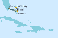 Visitando Miami (Florida/EEUU), Bimini (Bahamas), CocoCay (Bahamas), Nassau (Bahamas), Miami (Florida/EEUU)