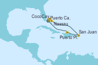 Visitando Puerto Cañaveral (Florida), Nassau (Bahamas), CocoCay (Bahamas), San Juan (Puerto Rico), Puerto Plata, Republica Dominicana, Puerto Cañaveral (Florida)