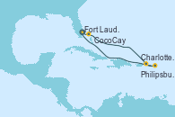 Visitando Fort Lauderdale (Florida/EEUU), CocoCay (Bahamas), Charlotte Amalie (St. Thomas), Philipsburg (St. Maarten), Fort Lauderdale (Florida/EEUU)