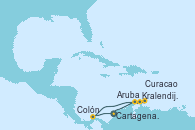 Visitando Cartagena de Indias (Colombia), Kralendijk (Antillas), Aruba (Antillas), Curacao (Antillas), Colón (Panamá), Cartagena de Indias (Colombia)