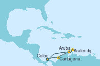 Visitando Colón (Panamá), Cartagena de Indias (Colombia), Aruba (Antillas), Kralendijk (Antillas), Colón (Panamá)