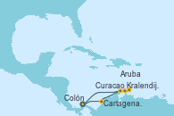 Visitando Colón (Panamá), Cartagena de Indias (Colombia), Kralendijk (Antillas), Curacao (Antillas), Aruba (Antillas), Colón (Panamá)