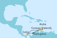Visitando Cartagena de Indias (Colombia), Kralendijk (Antillas), Curacao (Antillas), Aruba (Antillas), Colón (Panamá), Cartagena de Indias (Colombia)