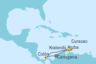 Visitando Cartagena de Indias (Colombia), Aruba (Antillas), Kralendijk (Antillas), Curacao (Antillas), Colón (Panamá), Cartagena de Indias (Colombia)