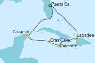Visitando Puerto Cañaveral (Florida), Labadee (Haiti), Falmouth (Jamaica), Gran Caimán (Islas Caimán), Cozumel (México), Puerto Cañaveral (Florida)